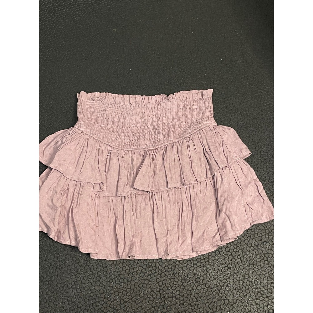 MIOU MUSE‎ Smocked Ruffle Tiered Mini Skirt Lavender Purple Size M